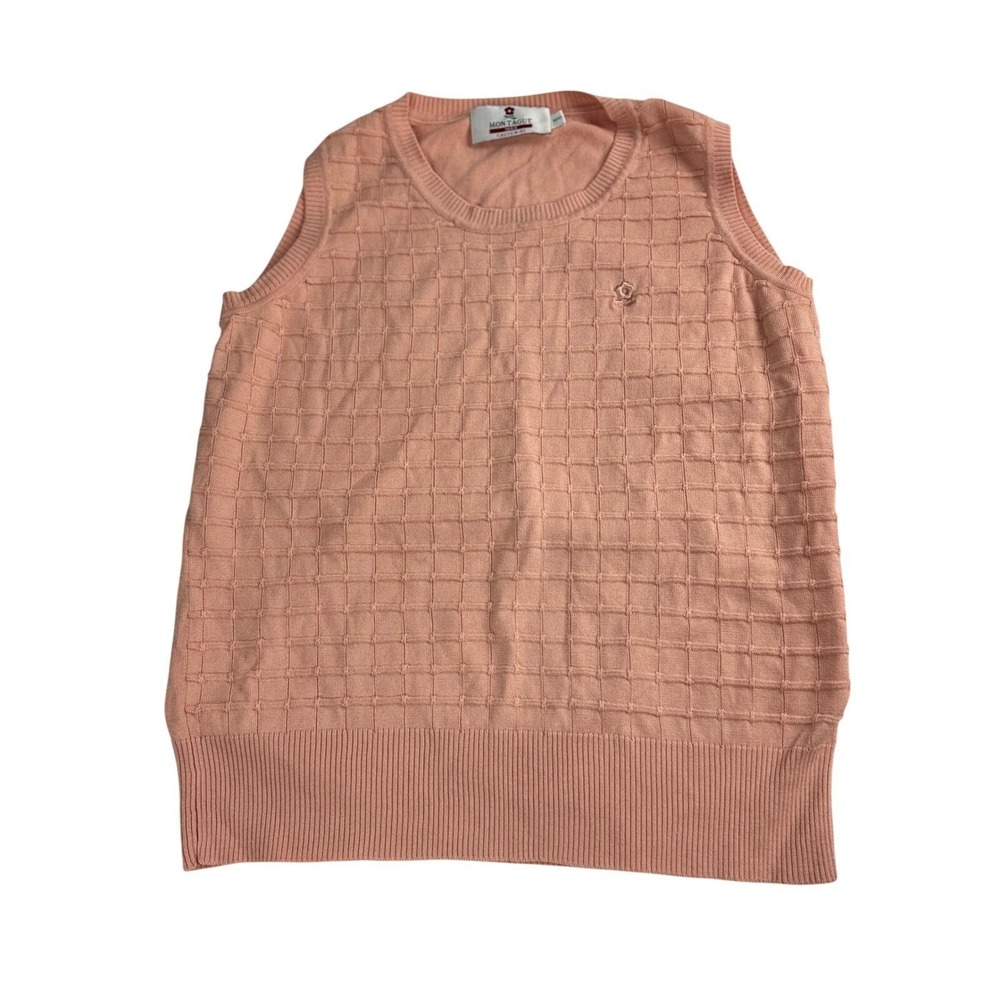 VTG Montagut Silk Cashmere‎ Vest Top Peach Pink Women's S Academia Preppy France